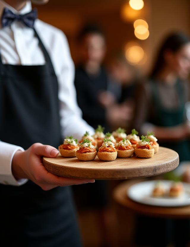 Servicepersonal reicht elegante Appetizer