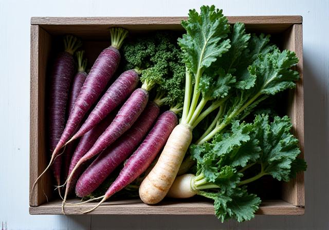 Bunte Wurzelgemüse und Kohl